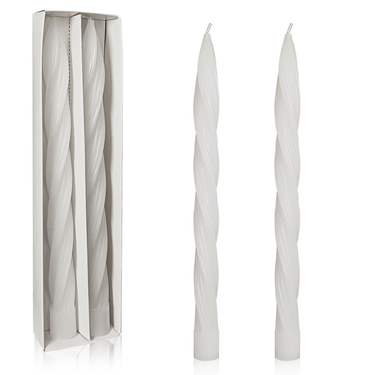 Handmade Unscented Long Spiral Taper Candle White 10 Inch Smokeless Tall Twisted Candlesticks Elegant Design for Home Weddings Festive Seasons Décor