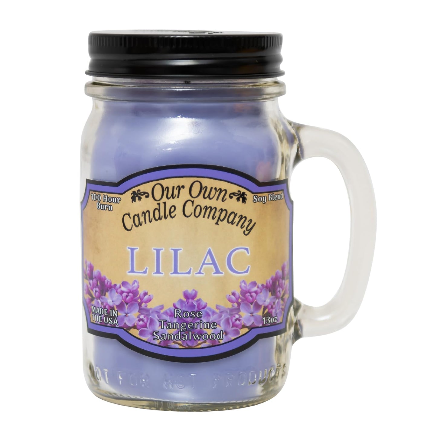 Our Own Candle Company, Lilac Scented Mason Jar Candle, 100 Hour Burn Time, 13 Ounces