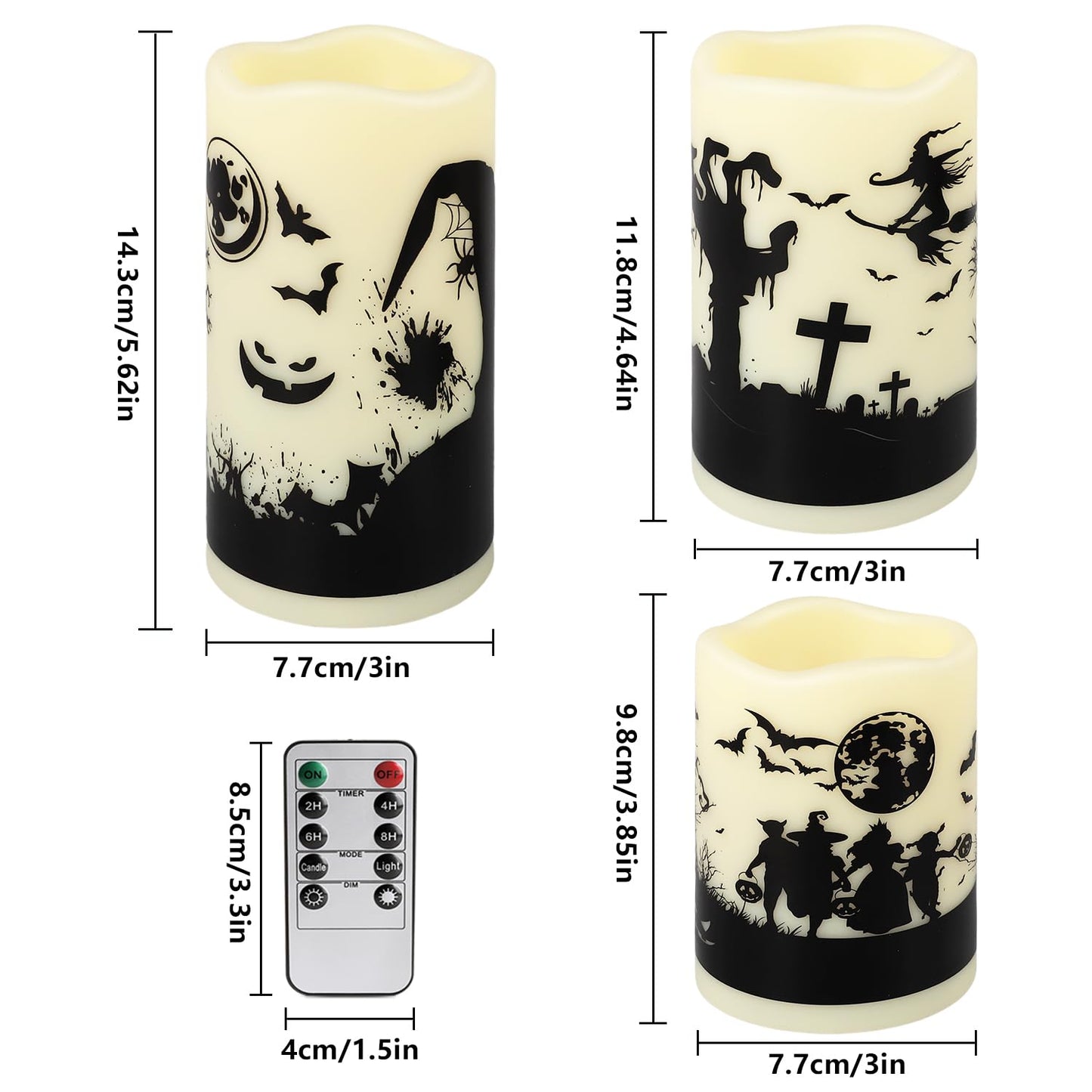 Aamdkcyu 12-Pack Waterproof Flameless LED Candles - Remote Control & Timer, Dimmable Flickering for Halloween Decor Indoor/Outdoor, Haunted House, Party, Graveyard