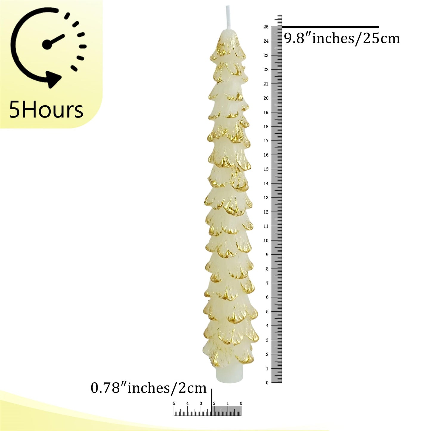 Gedengni Christmas Tree Taper Candle White Candlesticks - 10inches Unscented Tree Shaped Candles Decorative Tapered Candles for Holiday Xmas Party Dinner Table,W