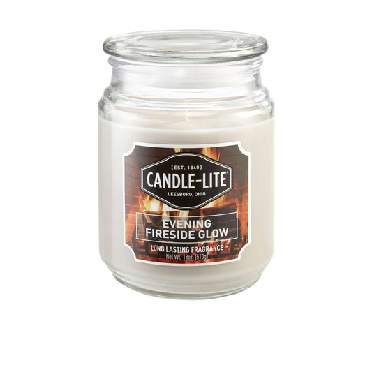 CANDLE-LITE Scented Evening Fireside Glow Fragrance, One 18 oz. Single-Wick Aromatherapy Candle with 110 Hours of Burn Time, Off-White Color, Jar