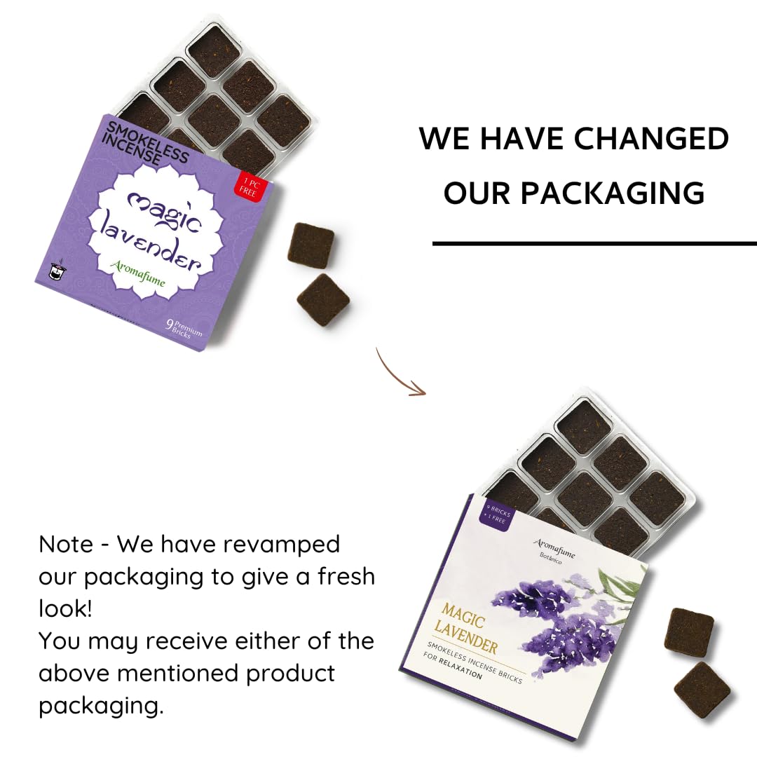 Magic Lavender Incense Bricks (2 x 9 Bricks) & Rainbow Exotic Burner by Aromafume | Made with Pure Lavender | Ideal for Meditation, Relaxation, or Yoga | Natural, Low Smoke, Non-Toxic Incense Bricks