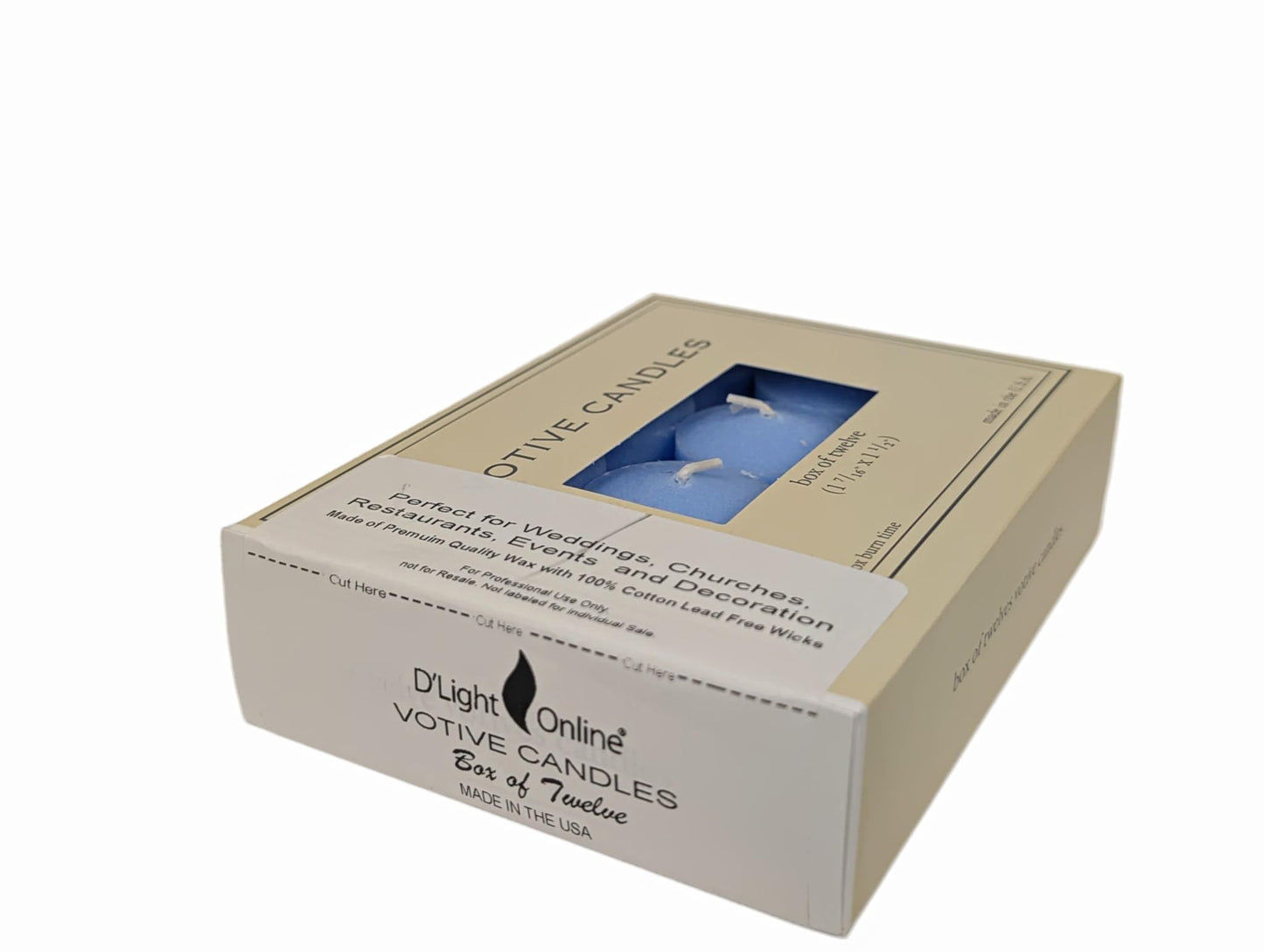 D'light Online Long 10 Hour Burn Time Unscented Votive Candles - Small Candles for Birthdays, Baby Shower, Home Decoration, Restaurants and Weddings (Light Blue, 10 Hour - Set of 12)