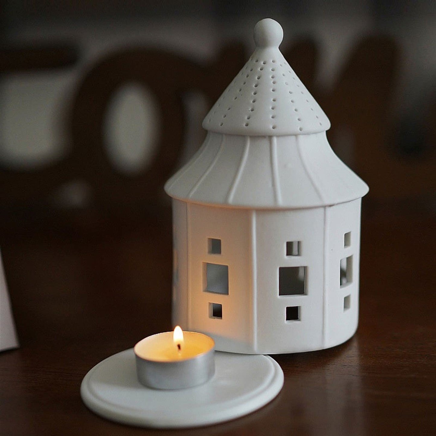 cfycfy987 Candelabra Creative House Modeling Candlestick Ceramic Handicraft Desktop Decoration Candle Holder Birthday Gift Candle Sticks Holder