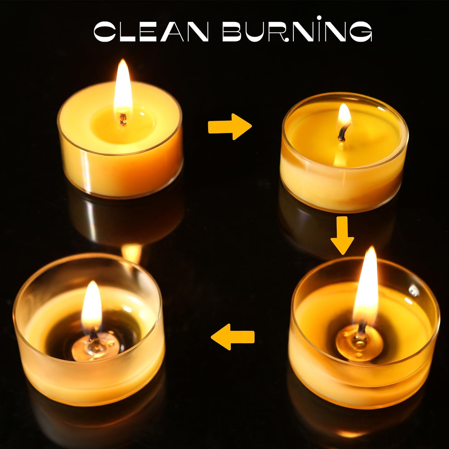 48 Packs Beeswax Tealight Candles, 100% Pure Beeswax Candles | 4-Hour Extended Burn Time | Natural Beeswax Tea Candle in Clear Cup, Perfect for Home Decor,Air Purification,Fragrance