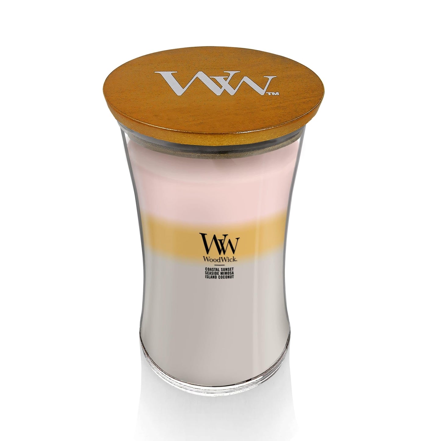 WoodWick Island Getaway Trilogy Gifts for Women and Men, 21.5 oz Large Hourglass Trilogy Candle with Crackling Wick