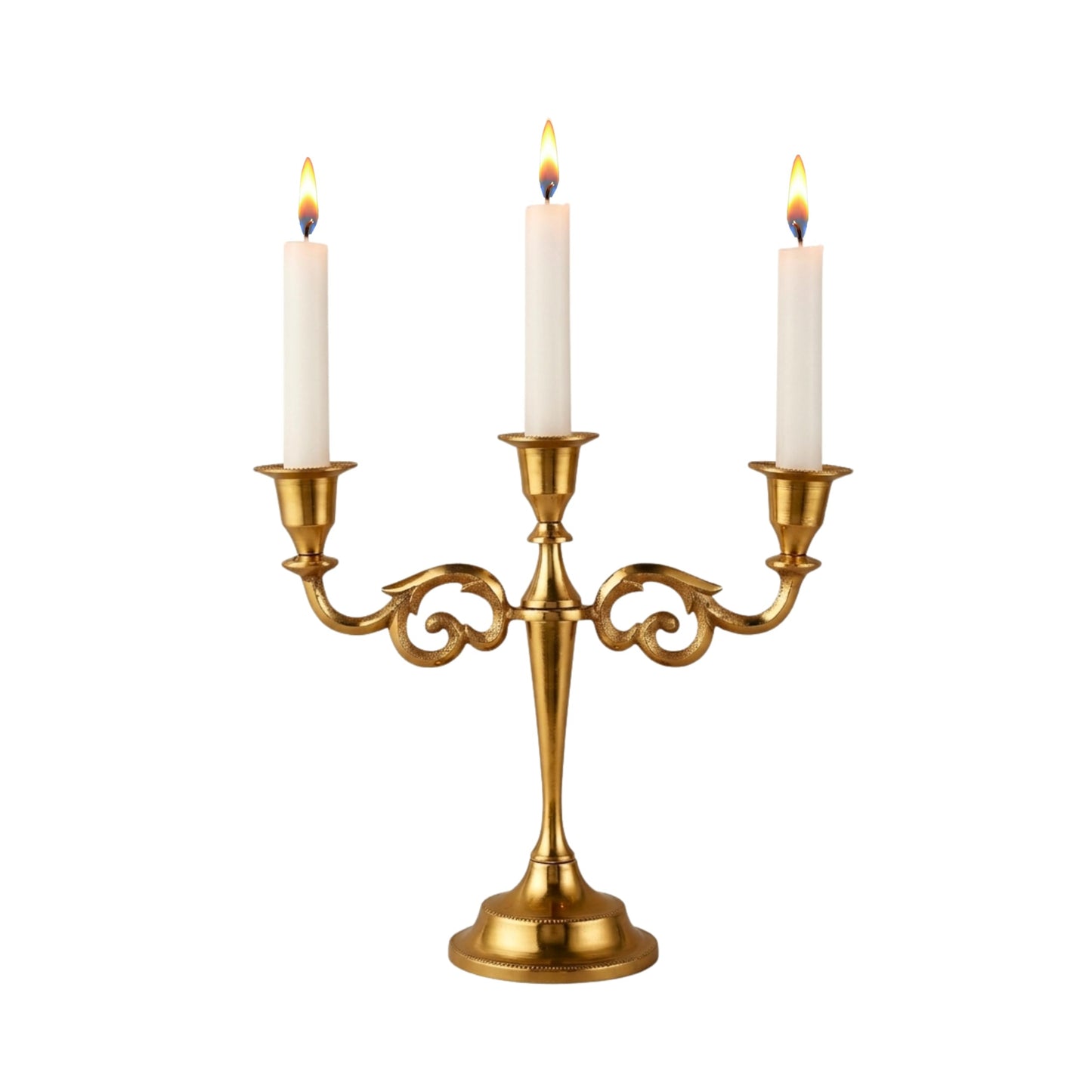 Rely+ 3 Arm Candelabra Taper Candle Holders Decorations Indoor Kitchen Décor Table Candles Candlestick Candelabra Centerpiece (Gold)