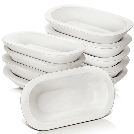 Nuogo 10 Pack Wooden Dough Bowls Bulk for Candles Making Decorative Rustic Dough Bowls Vintage Farmhouse Wooden Table Centerpiece for Wedding DIY Home Crafts Supplies Decoration(8.5 Inches,White)