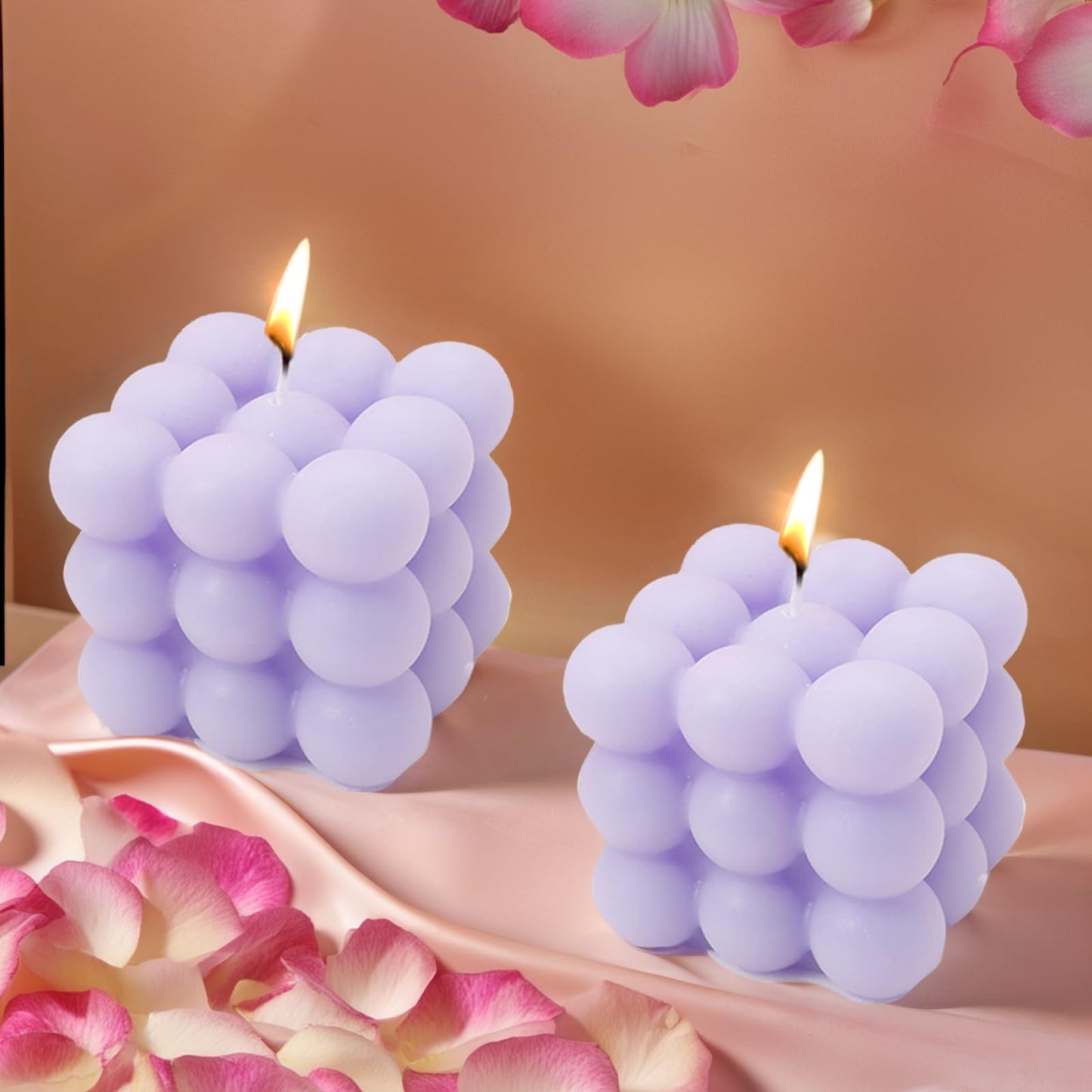 2PCS Bubble Candle Set, Cube Soy Wax Bubble Candles, Handcrafted Natural Scented Aesthetic Bubble Candle Set for Home Bedroom Decor, Birthday Mothers Day Gifts