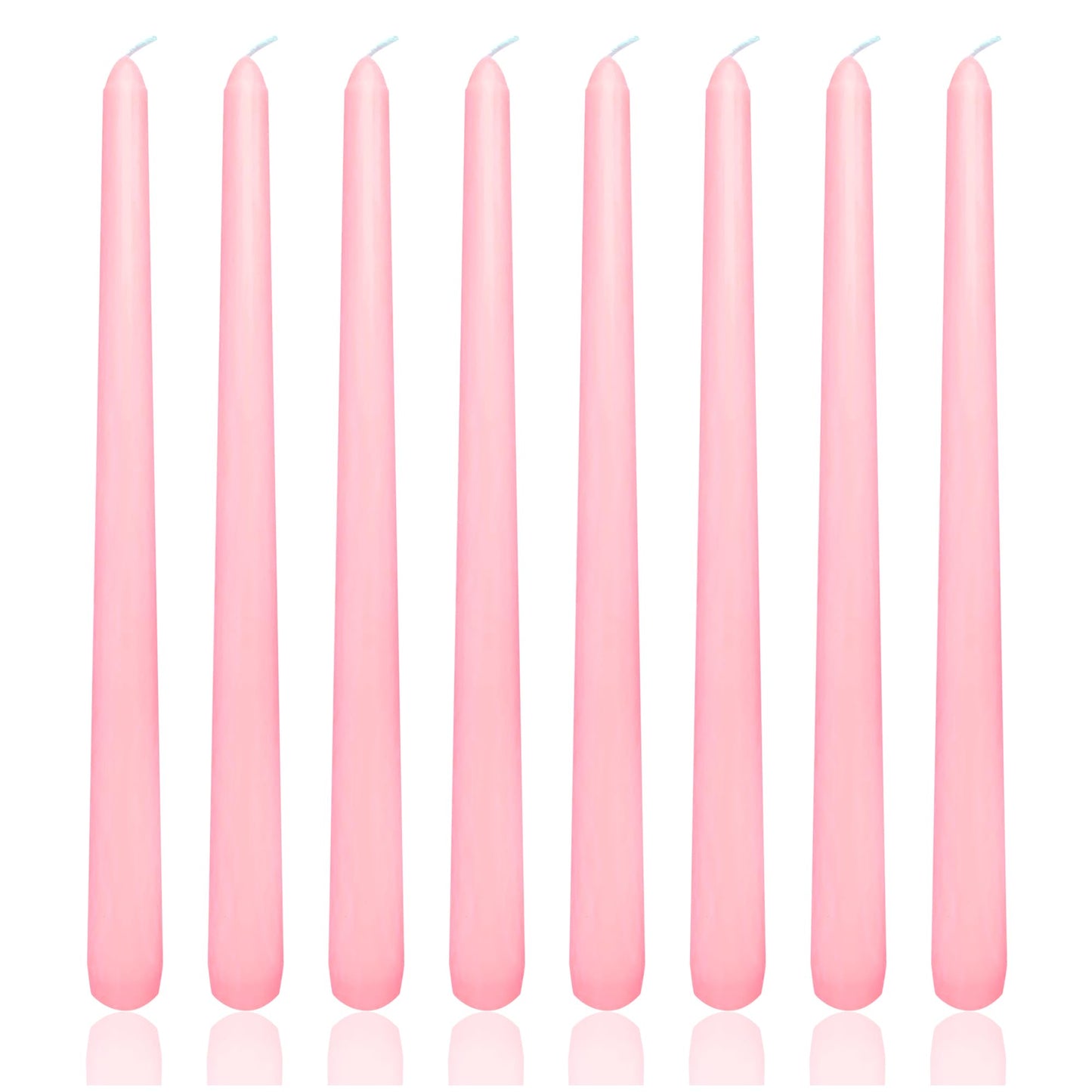 8 Pack 10 Inch Pink Taper Candles Long Burning Time and Dripless for Dinner Home Decor Wedding Shower