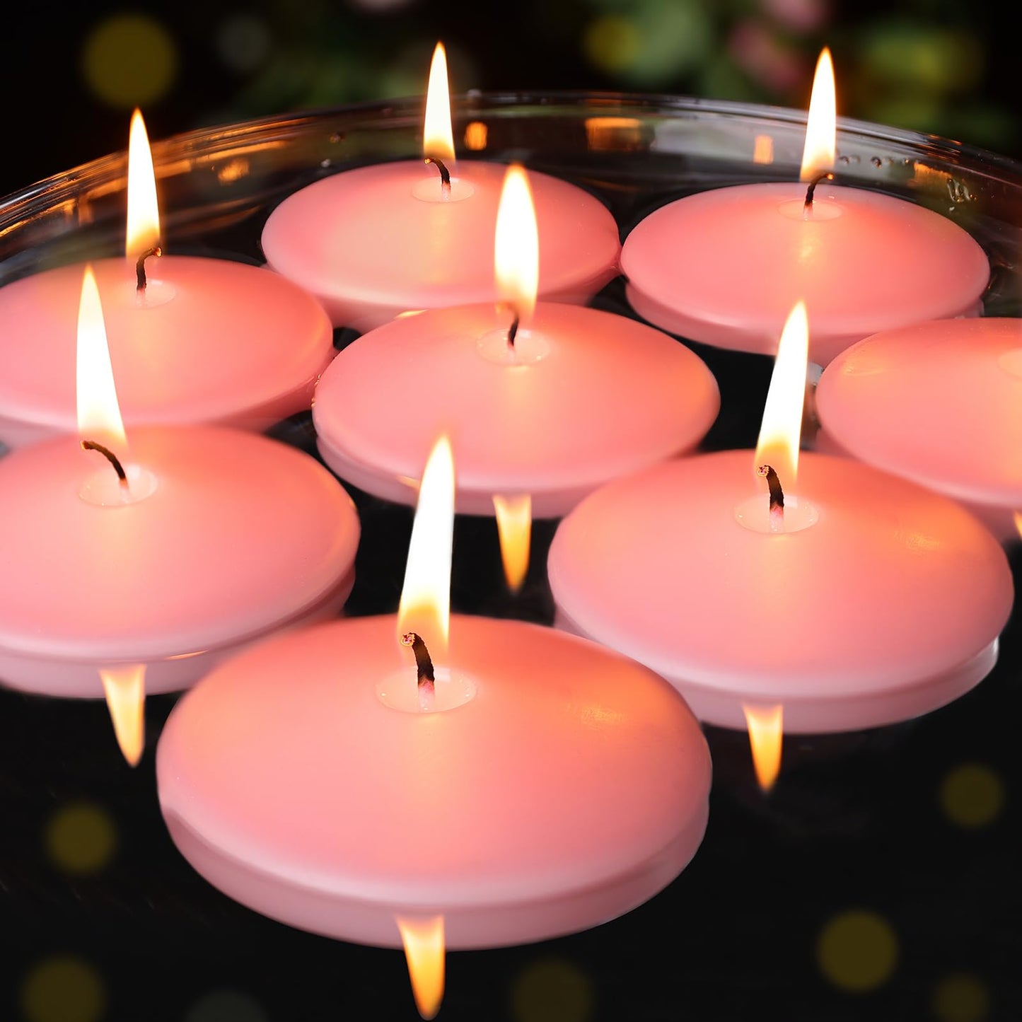 3 inch Floating Candles 8-9 Hours Pink Floating Candle for Centerpieces 36 Packs Unscented Floating Candles 3" Water Candles for Cylinder Vases,Pool,Wedding