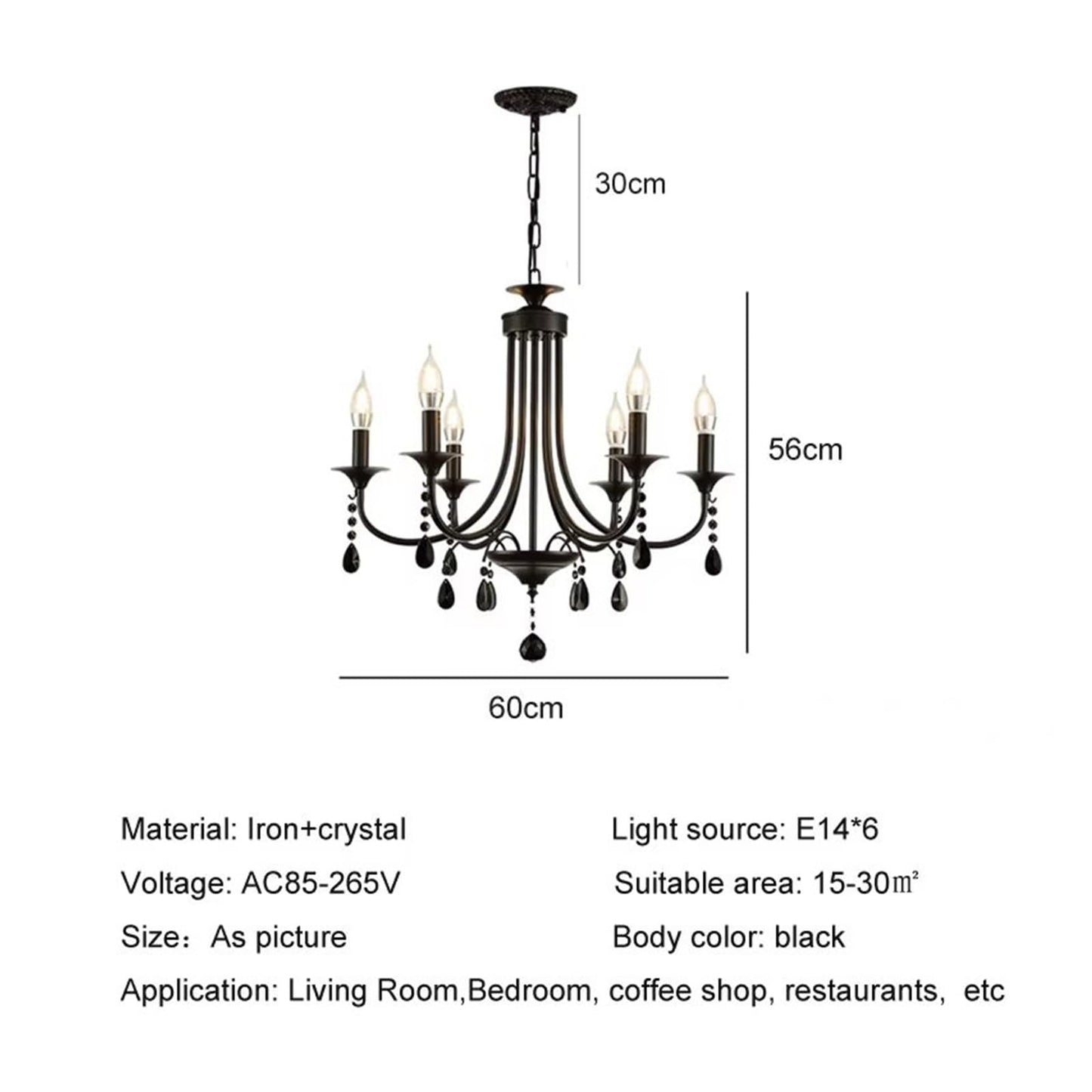 American Luxury Crystal Pendant Light Living Room Restaurant Bedroom Kitchen Cafe E14 Candle Light Chandelier,Comfortable Lighting