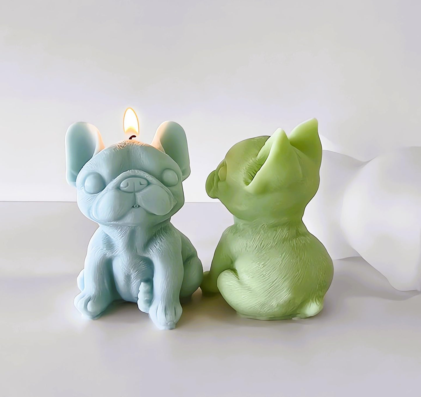 Cute Sitting Dog Candle Mold, 4 Inch Bulldog Silicone Mold, Animal Resin Mold for Soap Soy Wax Epoxy DIY Handcraft Home Ornaments Wedding Party Home Decoration