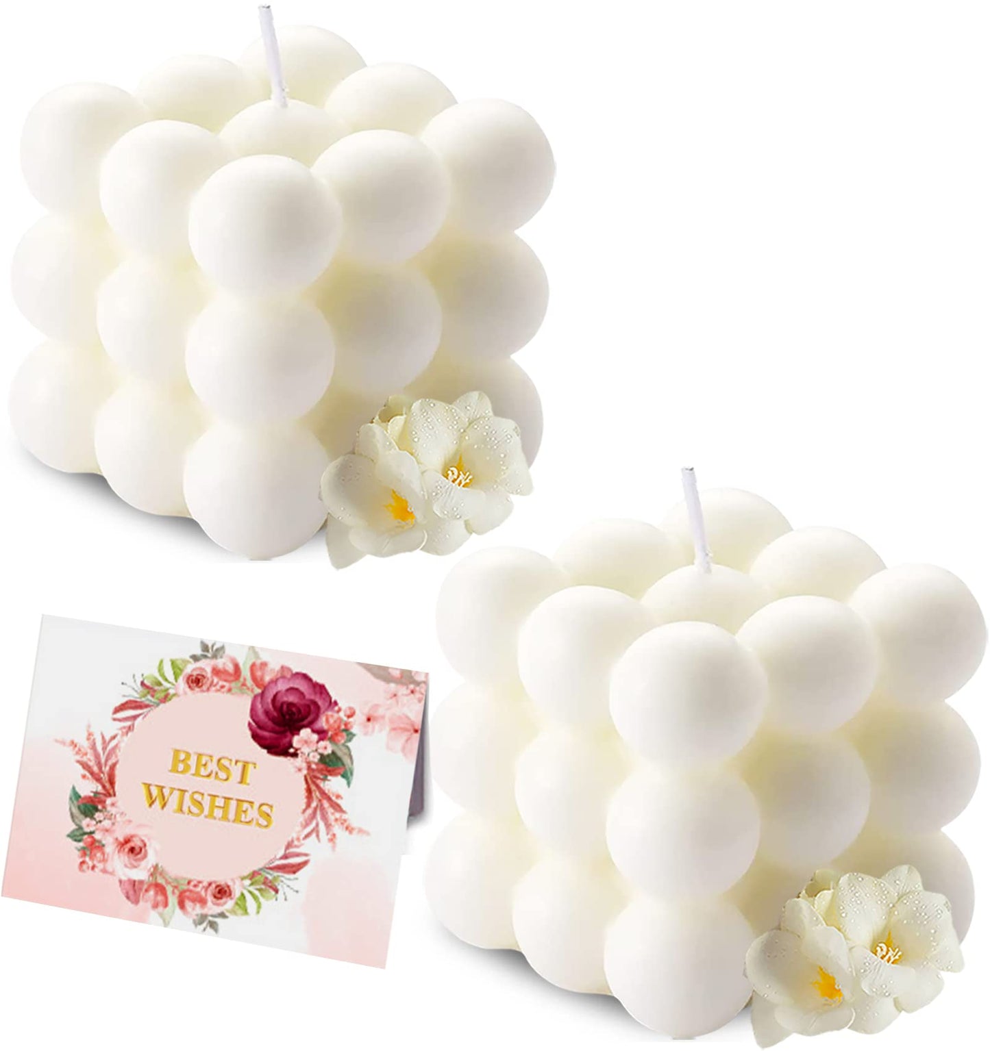 Aokala Scented Bubble Candles Gifts Set for Women, Large Candles for Home Decor Scented, 2 x 5.4 oz Soy Wax Aromatherapy Candles, Cube Aesthetic Candle, Ideal Gifts for Valentines Day, Mother's Day