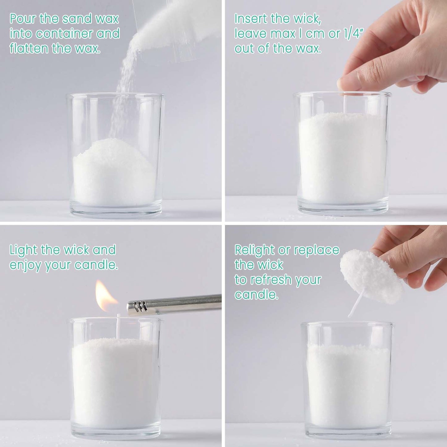 CLTNIKET 10LB Natural Pearled Candle Making Kit with 100 Cotton Wicks, Reusable and Refillable Pearled Candles for DIY Sand Candle Making