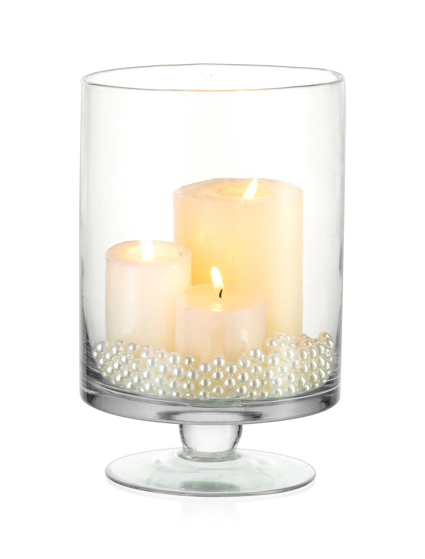 Glass Candle Holder for Pillar Candles - Large Glass Vases for Table Decoration, Clear Hurricane Candle Holder for Wedding Christmas Halloween Party Centerpiece Dining Room Decor, Gifts for Women