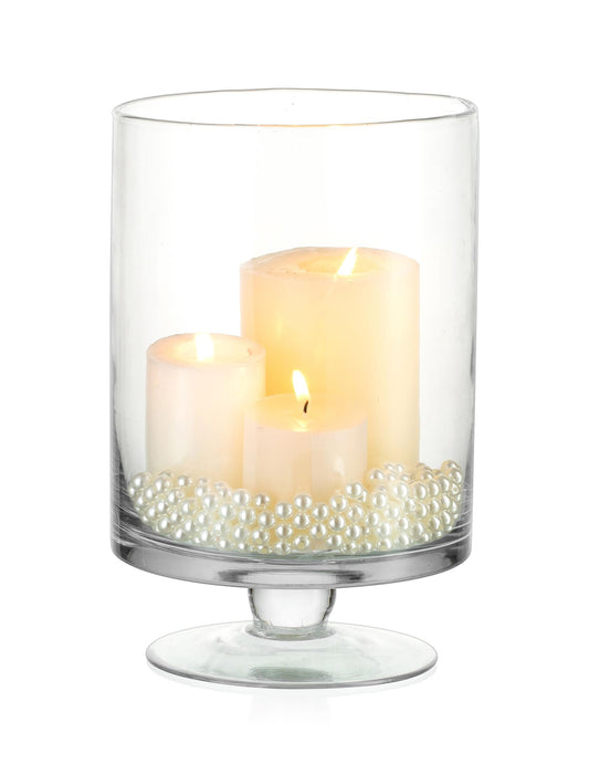 Glass Candle Holder for Pillar Candles - Large Glass Vases for Table Decoration, Clear Hurricane Candle Holder for Wedding Christmas Halloween Party Centerpiece Dining Room Decor, Gifts for Women