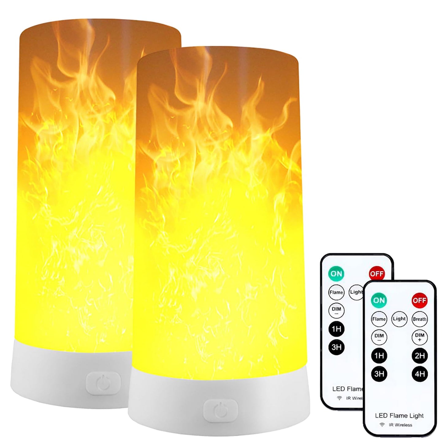 LOVUMMOR LED Flame Effect Light, Flame Lamp with Remote & Timer, USB Rechargeable 4 Modes Waterproof Fire Lights Campfire Fireplace Lantern, Flameless Candles for Home Garden Halloween Party Bar Décor