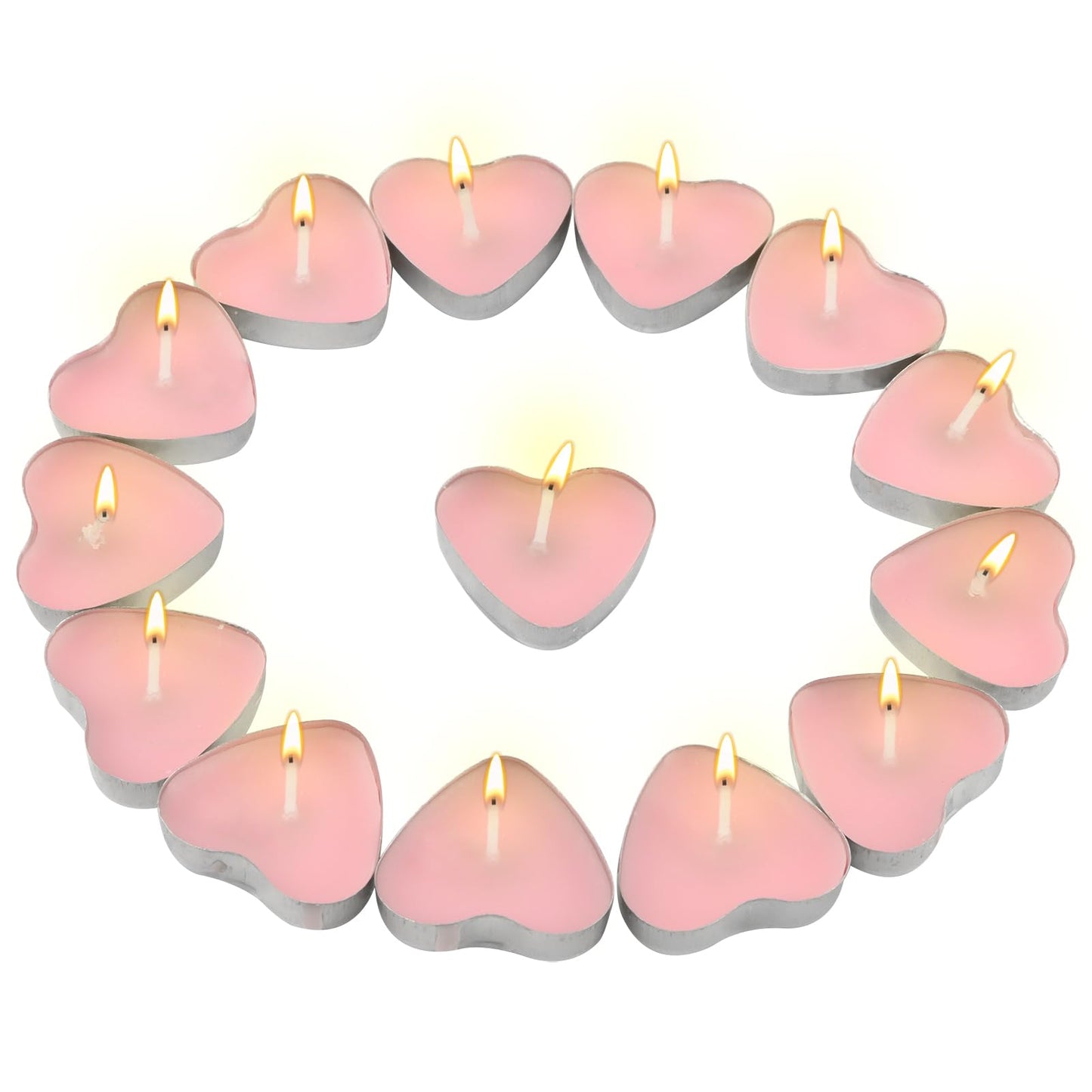 Pilarmuture Tea Lights Candles, 50pcs Heart Shaped Smokeless Tea Lights Candles Unscented Candles, Dripless & Long Lasting Mini Tealight Candles for Wedding Celebrations Home Party Decor