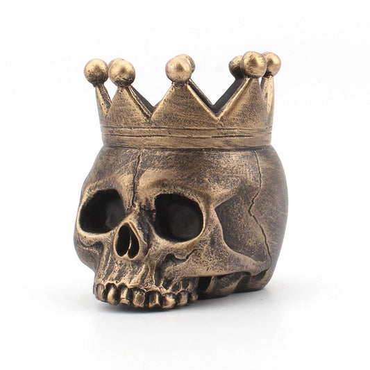 UnionKK 1 PCS Halloween Decorative Skull Candlestick Holder Resin Skeleton Candle Holder Home Bar Decoration (Bronze Color)