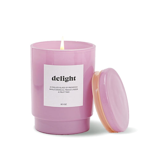 AromaLight 8.5oz with Lid Glass Jar Candle in Pink – Blushing Pink Prosecco Scent, Delight Collection, Perfect Mini Gift