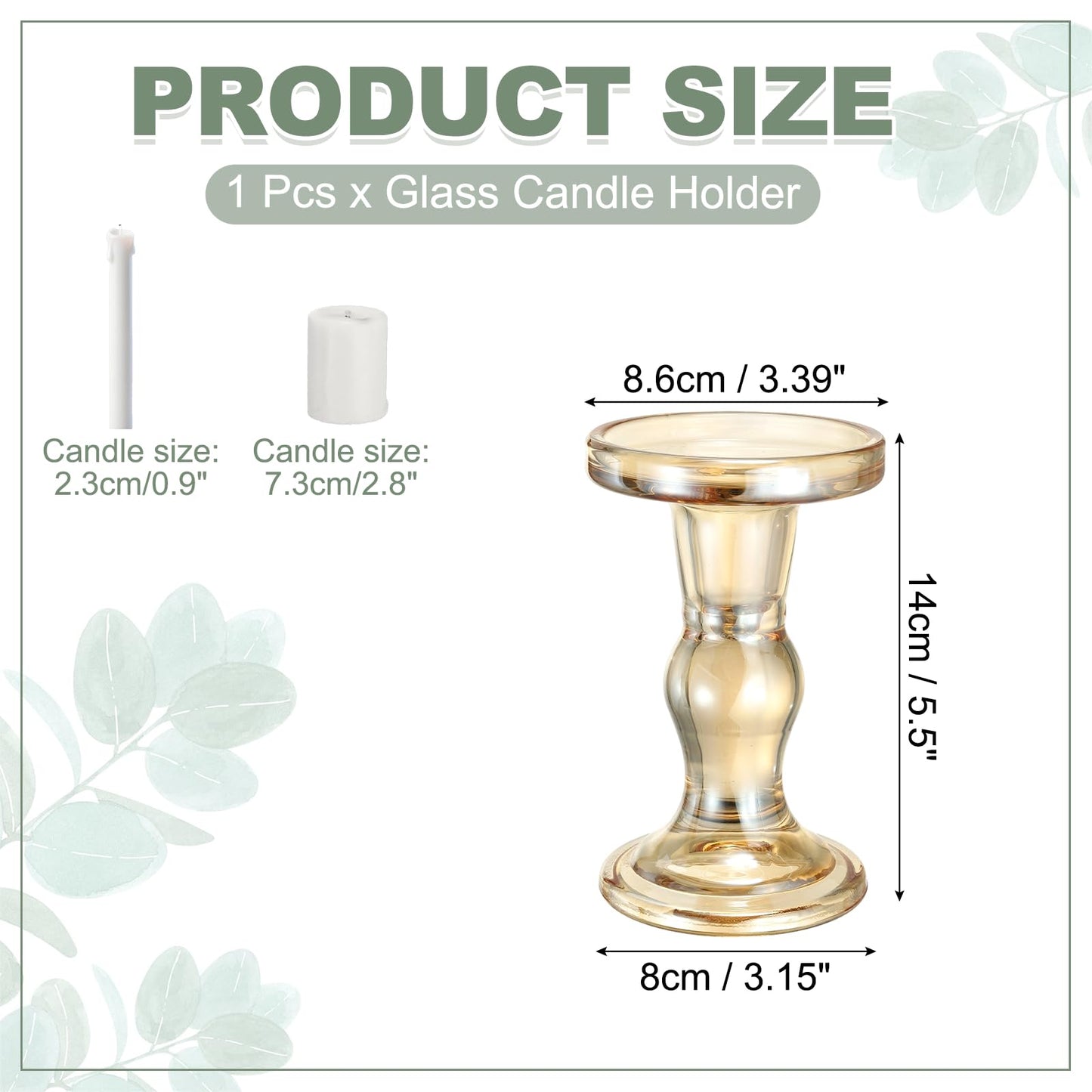 uxcell 14 cm Glass Candle Holder for Taper/Column Candles, Candle Holders Tealight Stand Candlestick for Tealight Wedding Table Centerpiece Home Decor, Brown