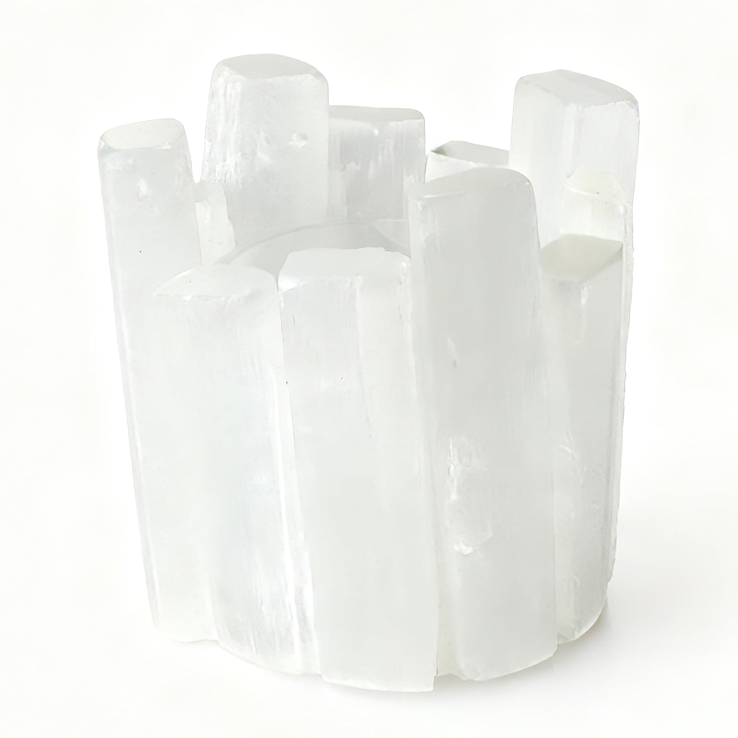 Selenite Tea Light Holder, Natural Selenite Crystal Candle Holders with Different Shapes, for Home Decor, Meditation, Yoga, Reiki, Gifts (Round Irregular Cup)