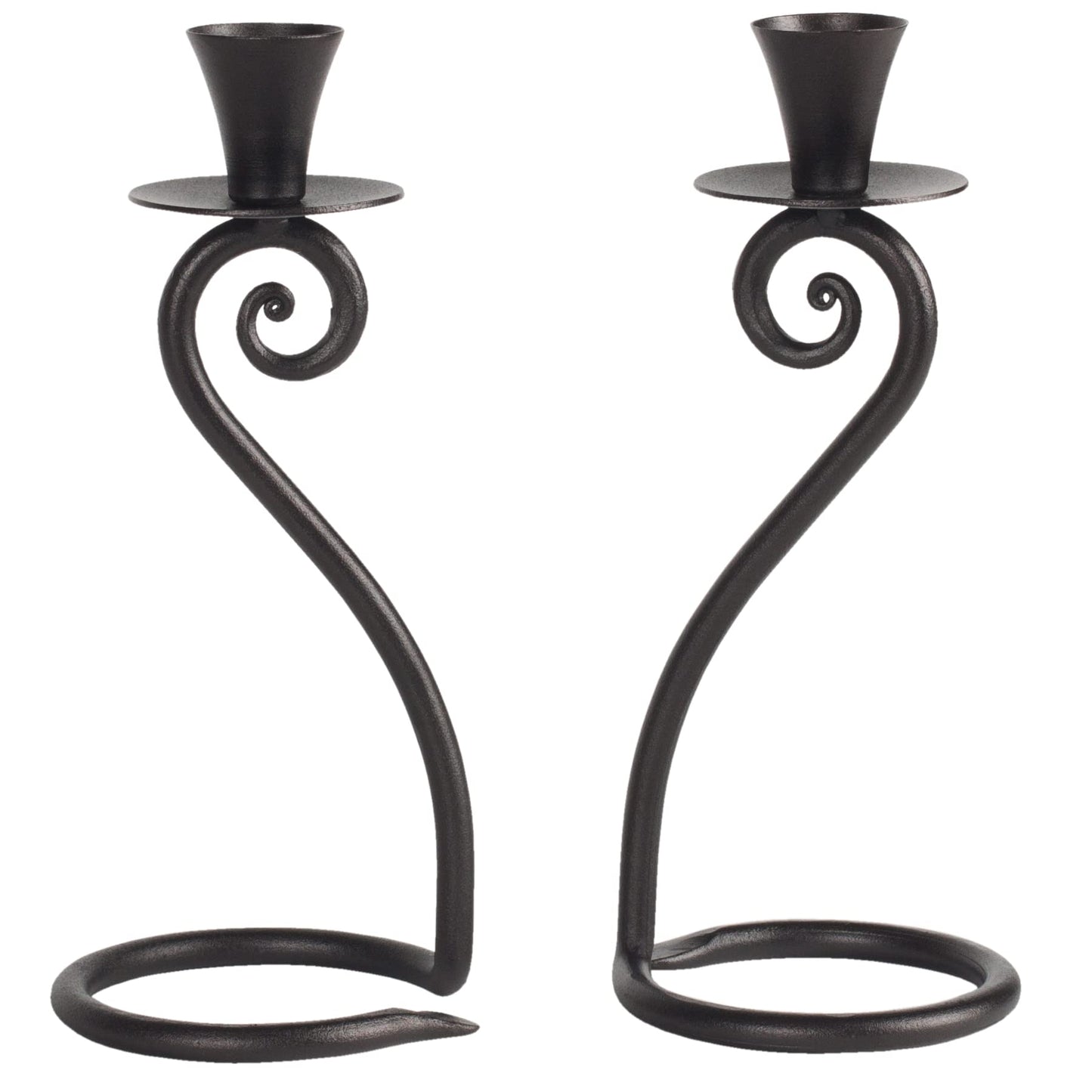 RTZEN Decorative Taper Candle Holders - Modern Wrought Iron Heart Shaped Large Farmhouse Candlestick Holders Stand 2 Pack Set - Black Tall Candle Holder for Table Centerpieces at Home or Events