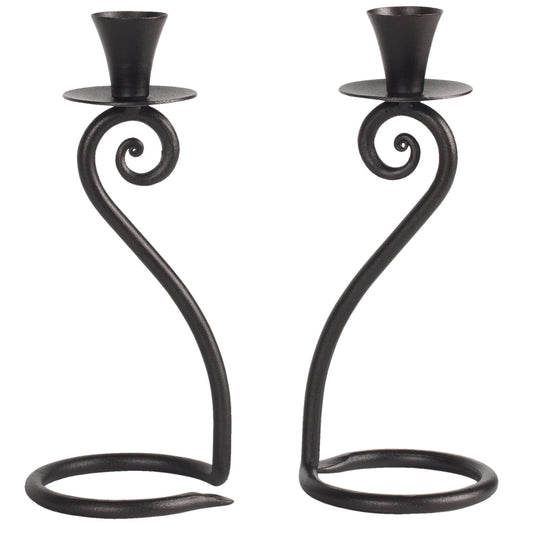RTZEN Decorative Taper Candle Holders - Modern Wrought Iron Heart Shaped Large Farmhouse Candlestick Holders Stand 2 Pack Set - Black Tall Candle Holder for Table Centerpieces at Home or Events