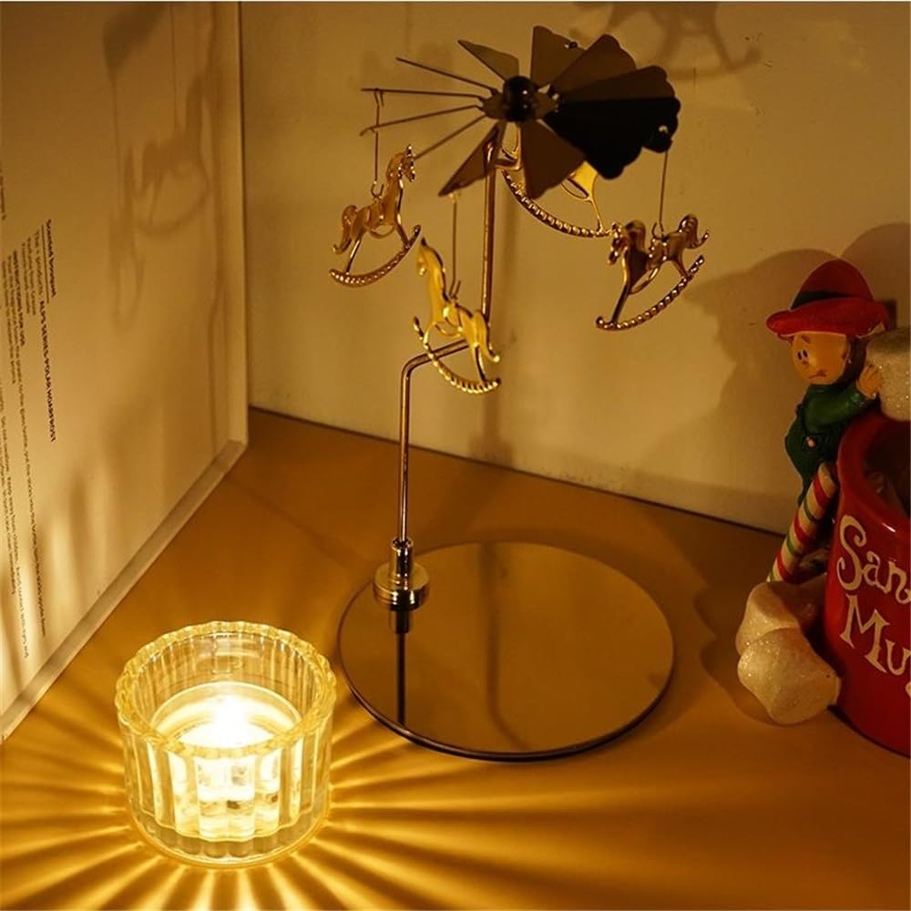 YUHUAWF Candle Holderss Rotating Aromatherapy Candle Holder Light Luxury Metal Glass Candle Holder Decorative Ornaments Decorative Candlestick