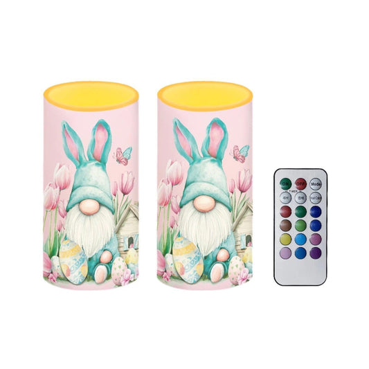 Luarisgur Easter Decor Flameless Candles with Remote Gomes Stars Battery Operated Candles with Timer Electric Fake Plastic Pillar Candles for Home Decorations 2 Pack