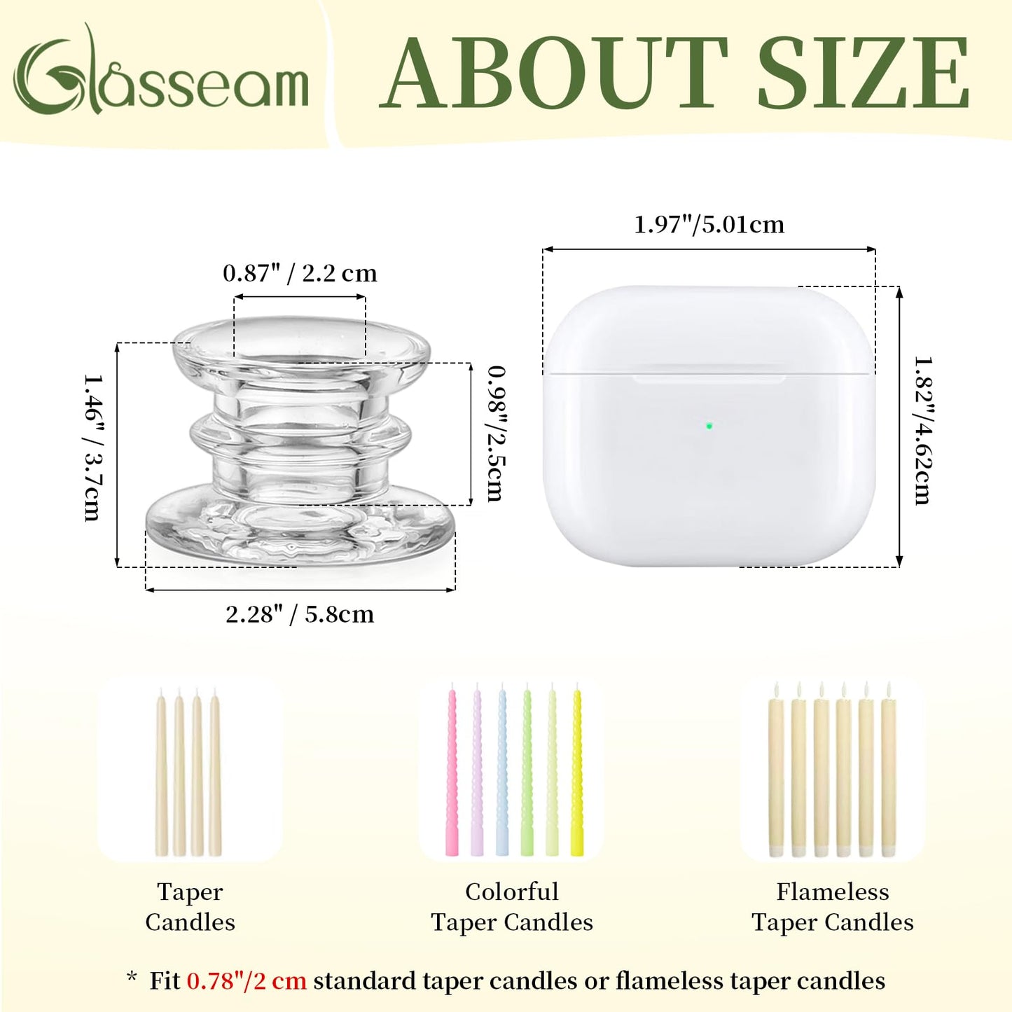 Glasseam Taper Candle Holders Bulk: 10pcs Glass Candle Sticks Holder Decor Clear Short Small Candlestick Holders Modern for Table Centerpiece Wedding Christmas Dinner Party