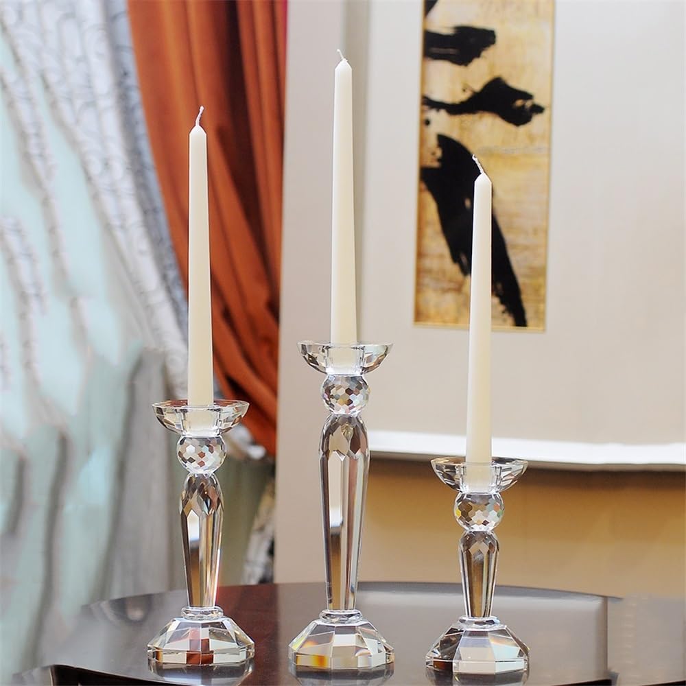 Candlestick Holders Creative Crystal Candlestick Elegant Candle Holder Centerpiece for Wedding, Church, Halloween, Dining, Home Decor Candle Holders(Large)