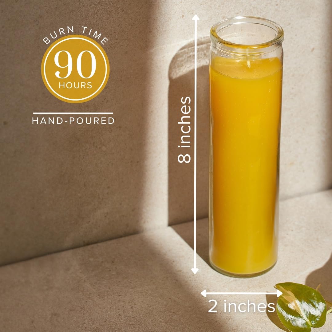 Simply Soson 2x8 inch Yellow Devotional Candles in Glass Jar - 3 Pack - 90 Hours – Prayer Candle - Tall Pillar Candles for Religious, Memorials, Party Decor