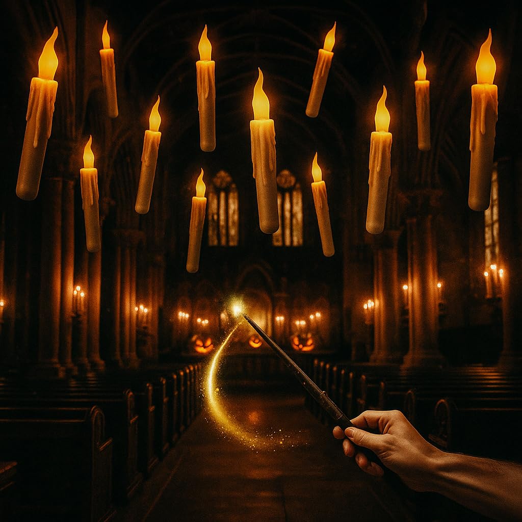 KatchOn, Halloween Decorations Set - Pack of 24 | Floating Candles with Wand Remote-12 Pcs & Halloween Centerpieces for Tables- Pack of 12 | Day of The Dead Centerpieces for Spooky Party Decor
