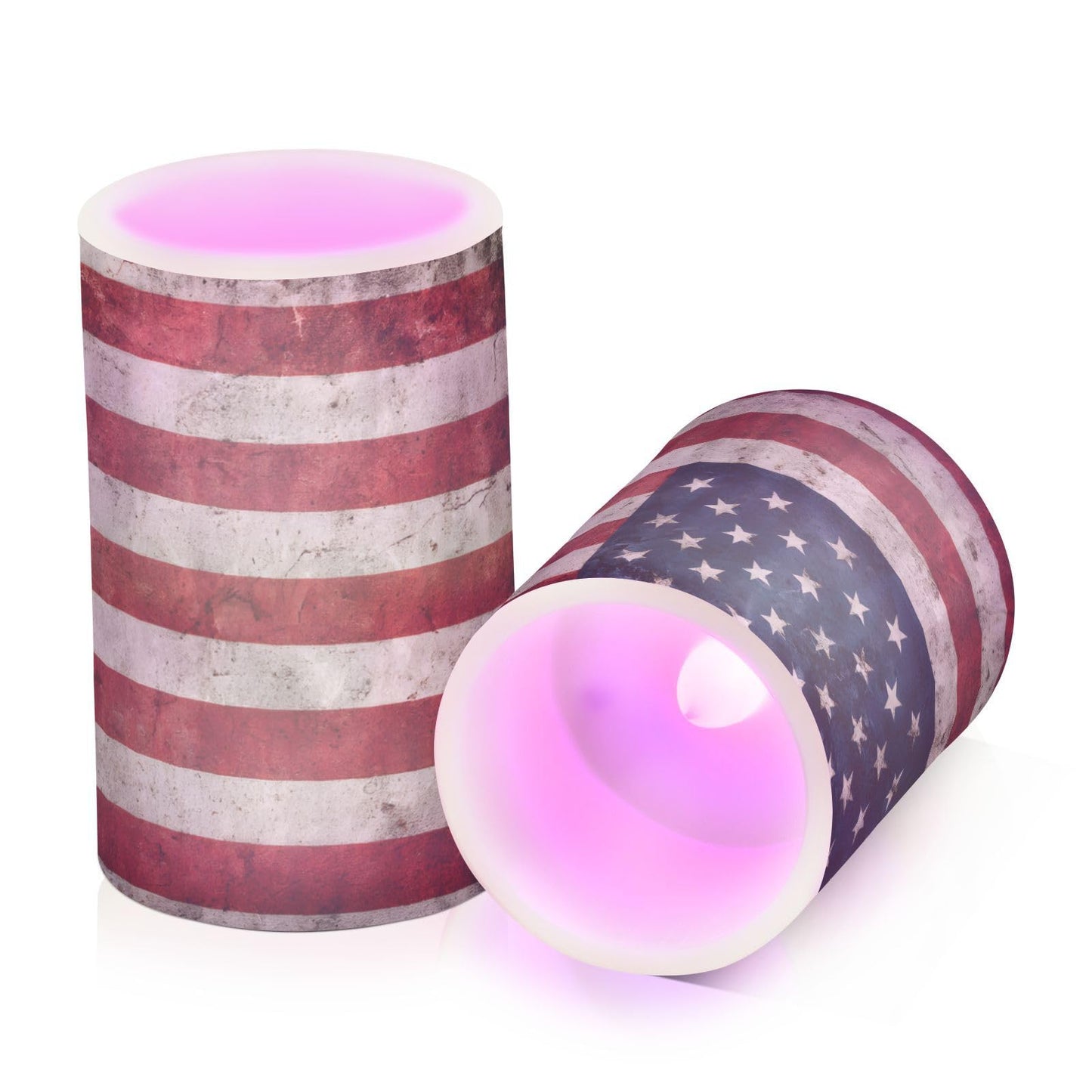 panksolu Flickering Flameless Candles, American Flag Patriotic LED Candles with Remote Timer, Battery Operated Candle for Valentine Wedding Halloween Christmas Decor - Set of 2