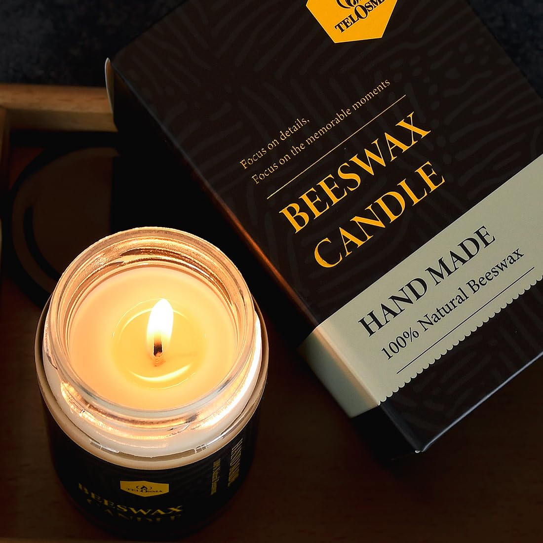 Beeswax Candle in Glass jar, 2 Pack Unscented Natural Organic Emergency Candles - Smokeless Clean Burn | 36 Hours Long Burning Time - Off White