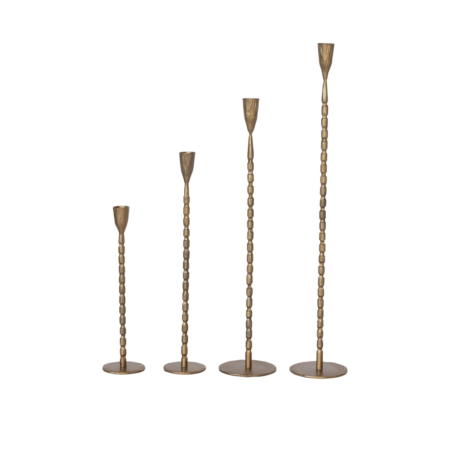 Creative Co-Op 4-Piece Hand-Forged Cast Metal Taper Holders, Gold Finish