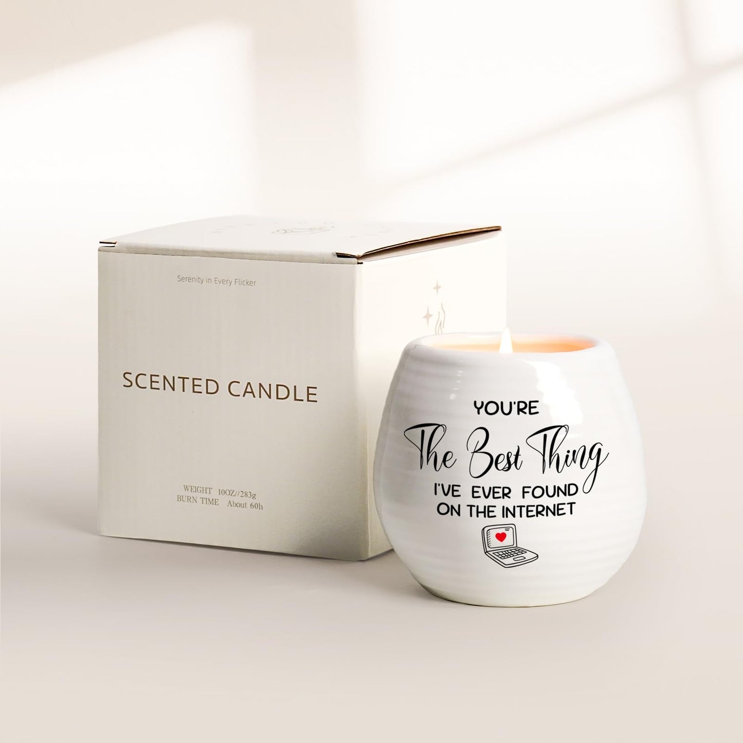 Gifts for Her Girlfriend Wife, Girlfriend Birthday Gifts, 10 Oz Handmade Ceramic Lavender Scented Candle, Valentines Anniversary Christmas Gift for Her Gilrfriend, Romantic Candles