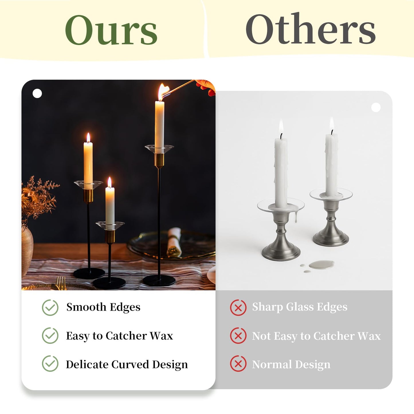 Glasseam Candle Drip Protectors for Candle Stick Candle Holder, Gold Rim Glass Bobeches for Candlesticks Set of 12, Round Wax Catchers for Candles, Taper Candle Holders for Table Centerpiece Wedding