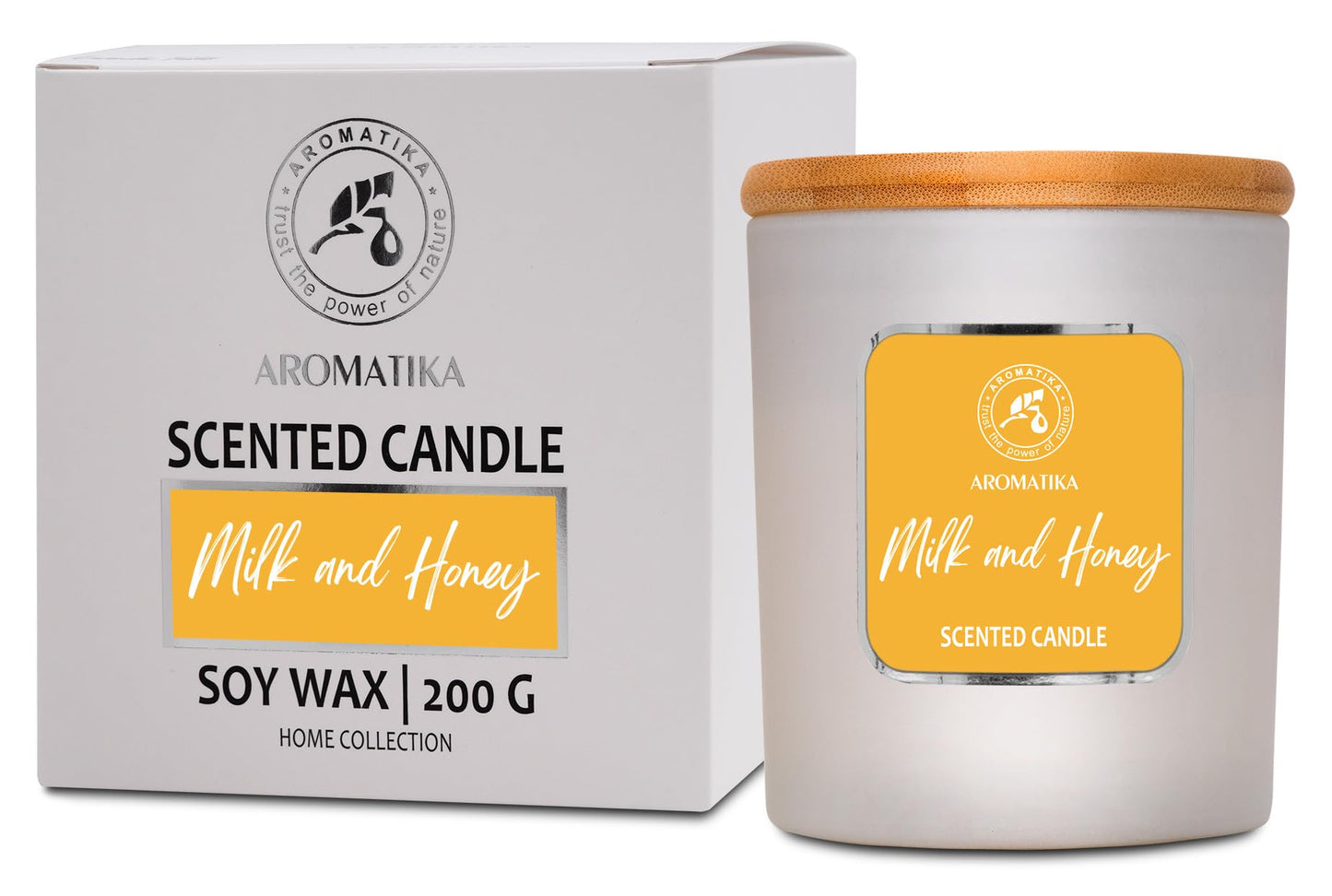 Milk & Honey Scented Candle – Aromatherapy Soy Wax, 200g – Up to 45 Hours Burn – Glass Jar for Home or Gift