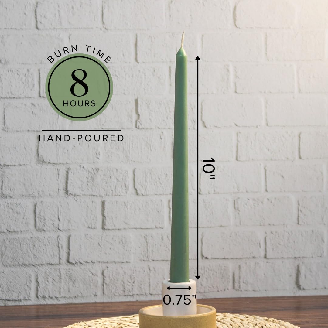Simply Soson Sage Taper Candles 10 inch Dripless, Set of 4, Dripless Taper Candle Sticks, Tall Candlesticks Long Burning Perfect for Dinner, Wedding, Party or Christmas Tapered Candles Decor