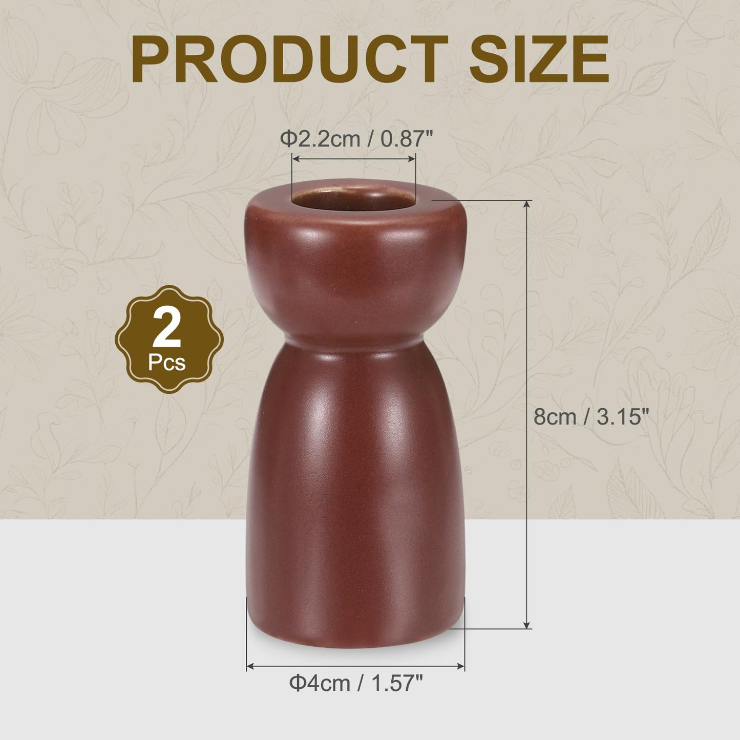 uxcell 2 Pack Candlestick Holder Dark Red Ceramic Taper Candle Holder Candle Stand Holders Modern Style Decoration for Centerpiece Tabletops Anniversary