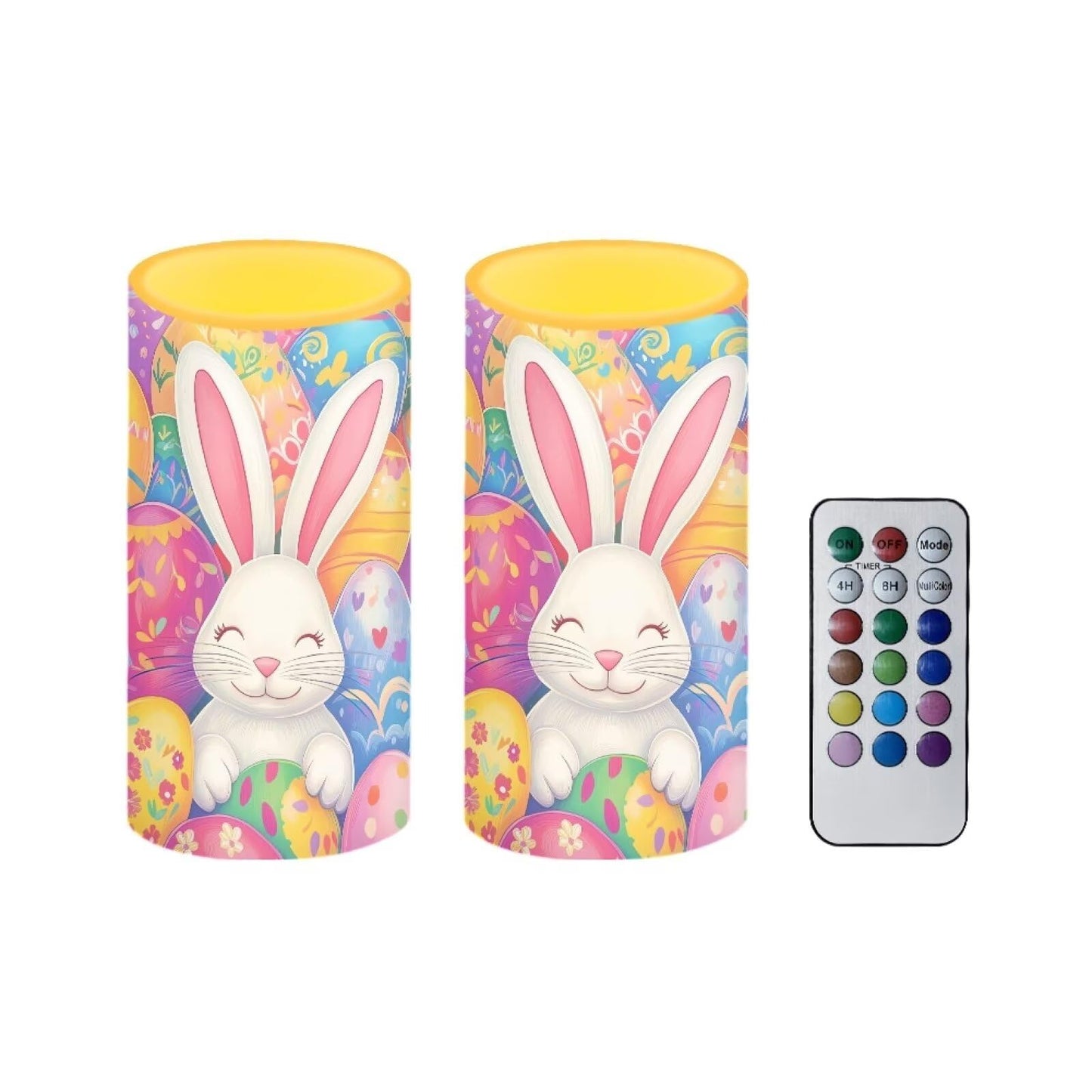 Luarisgur Easter Decorations Indoor Candles Rabbit Eggs Flameless Candles with Remote and Timer 2 Pack Battery Operated Easter Themed LED Candles for Festival Gift Home Room Decor