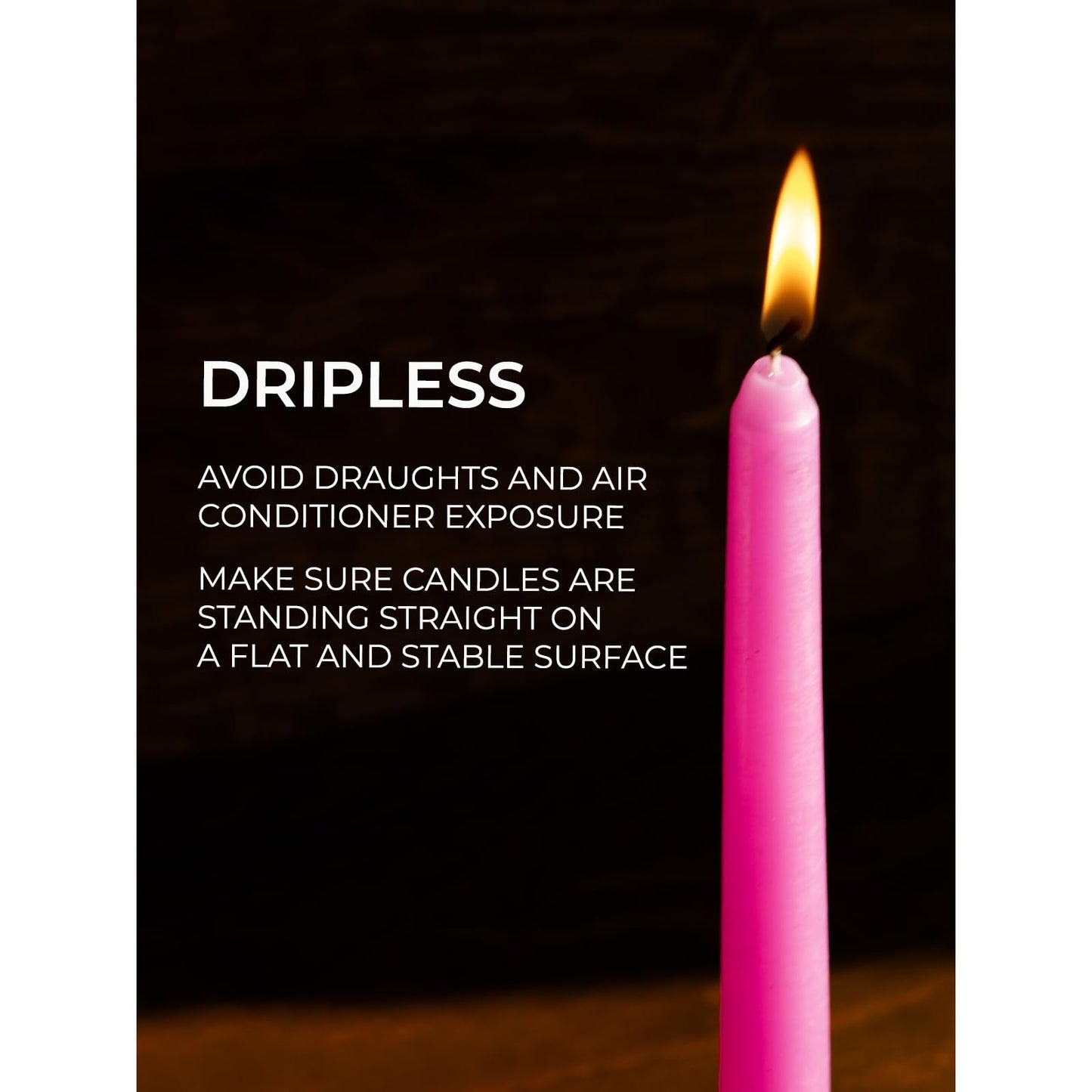 CANDWAX 12 inch Taper Candles Set of 4 - Dripless and Smokeless Candle Unscented - Slow Burning Candle Sticks - Pink Candles Taper