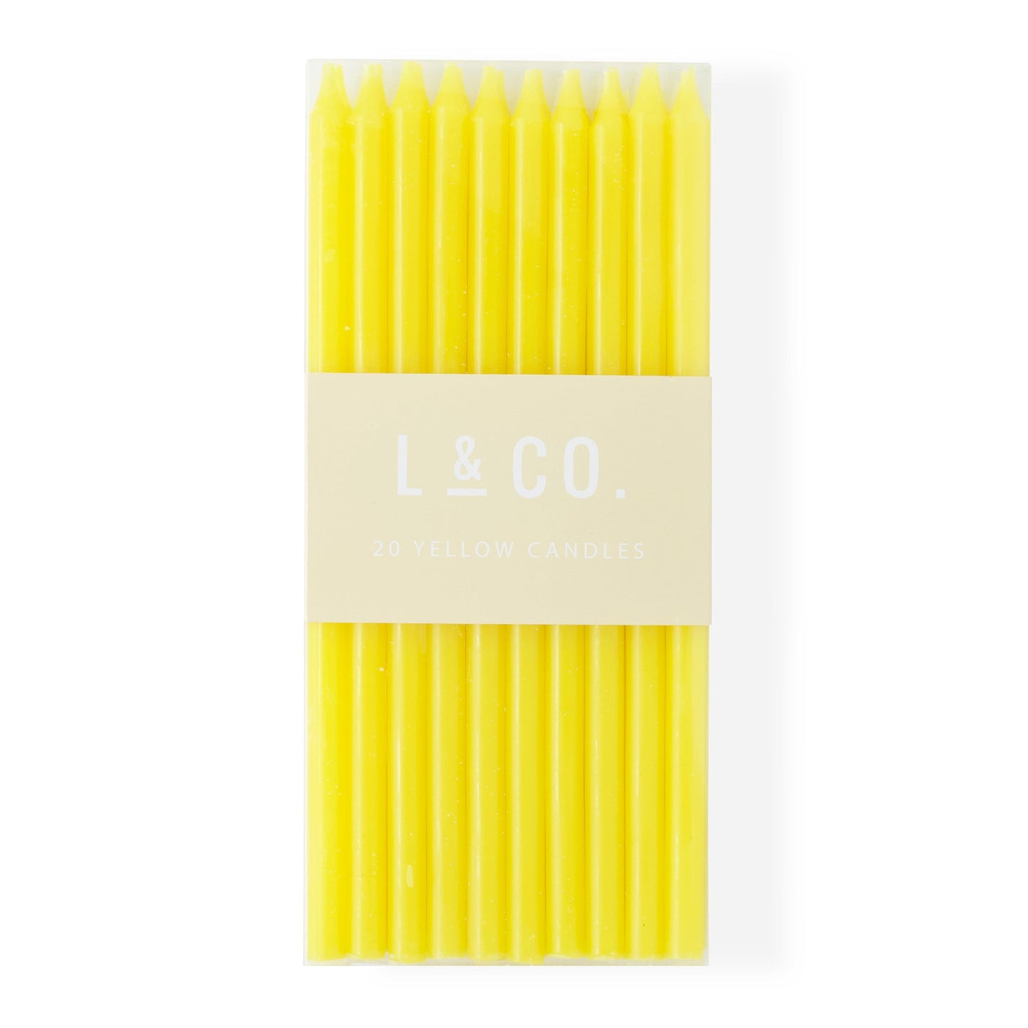 Sisterly Market 20 Count Tall Skinny Yellow Solid Birthday Cake Candles for Birthday Wedding Party Cakes Decorations