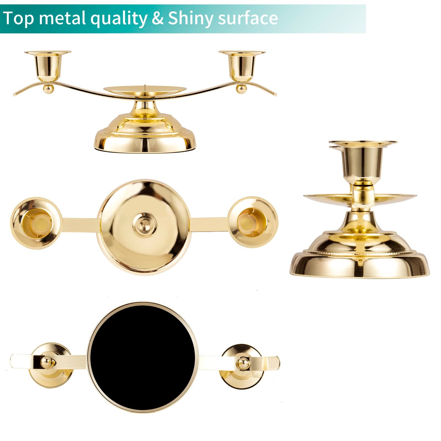 Gold Unity Candle Holder for Wedding and Gifts, ARCHOBAN 3-Candle Design Candle Holder with Stabilizing Pin and Side Support Pegs, Perfect for Unity Candles for Wedding, Anniversaries.