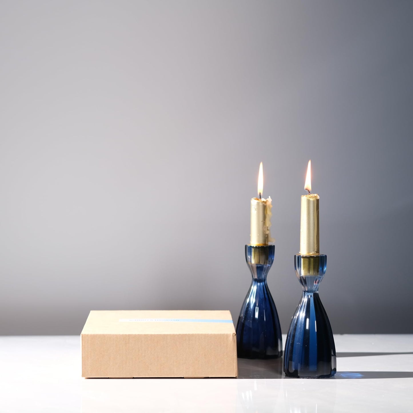ICNBUYS Twizzle Twist Candle Holder, Decorative Candlestick for Table Display, Romantic Decoration, Unique Home DÉCOR Aesthetic, Housewarming Gift, Black Blue Height 5.7 inches Set of 2 - Resin