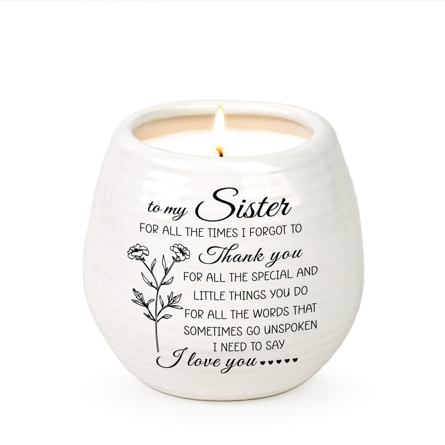 Sisters Birthday Gifts from Sister Brother, Sisters Candle 10Oz Sister Mothers Day Birthday Gifts, Thanksgiving, Thank You Gift, Soy Wax Lavender Scented Candle in Ceramic Jar Handmade