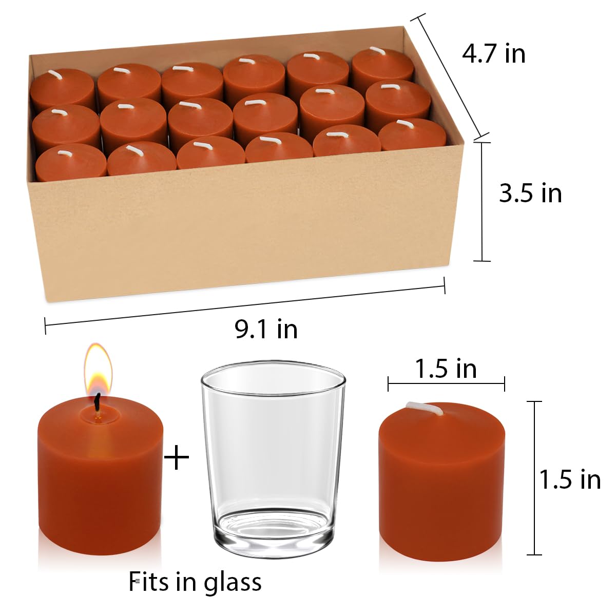 10 Hour Burgundy Votive Candles for Weddings Party Christmas and Emergency, Set of 36 Unscented Bulk Candles for Restaurants and Home Decoration